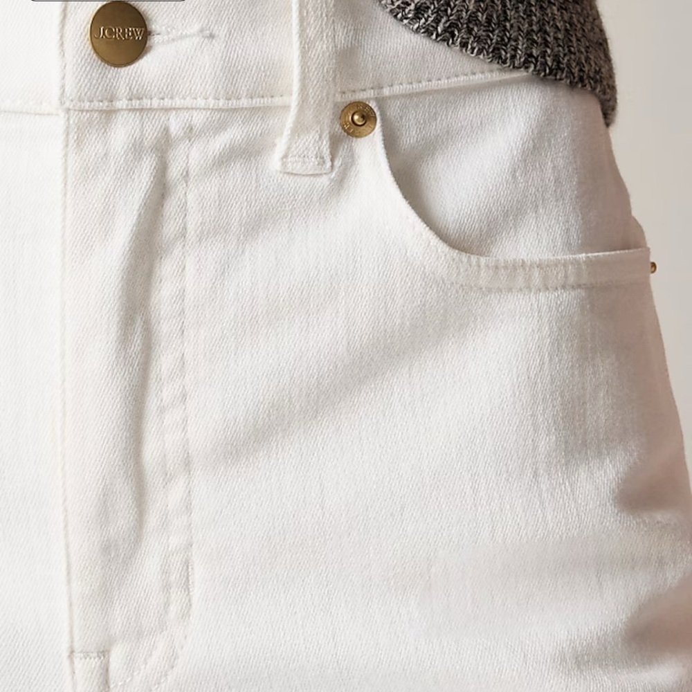 NWT J. Crew Petite slim-wide jean in White Denim Cropped Ankle Jeans raw hem - Picture 3 of 12